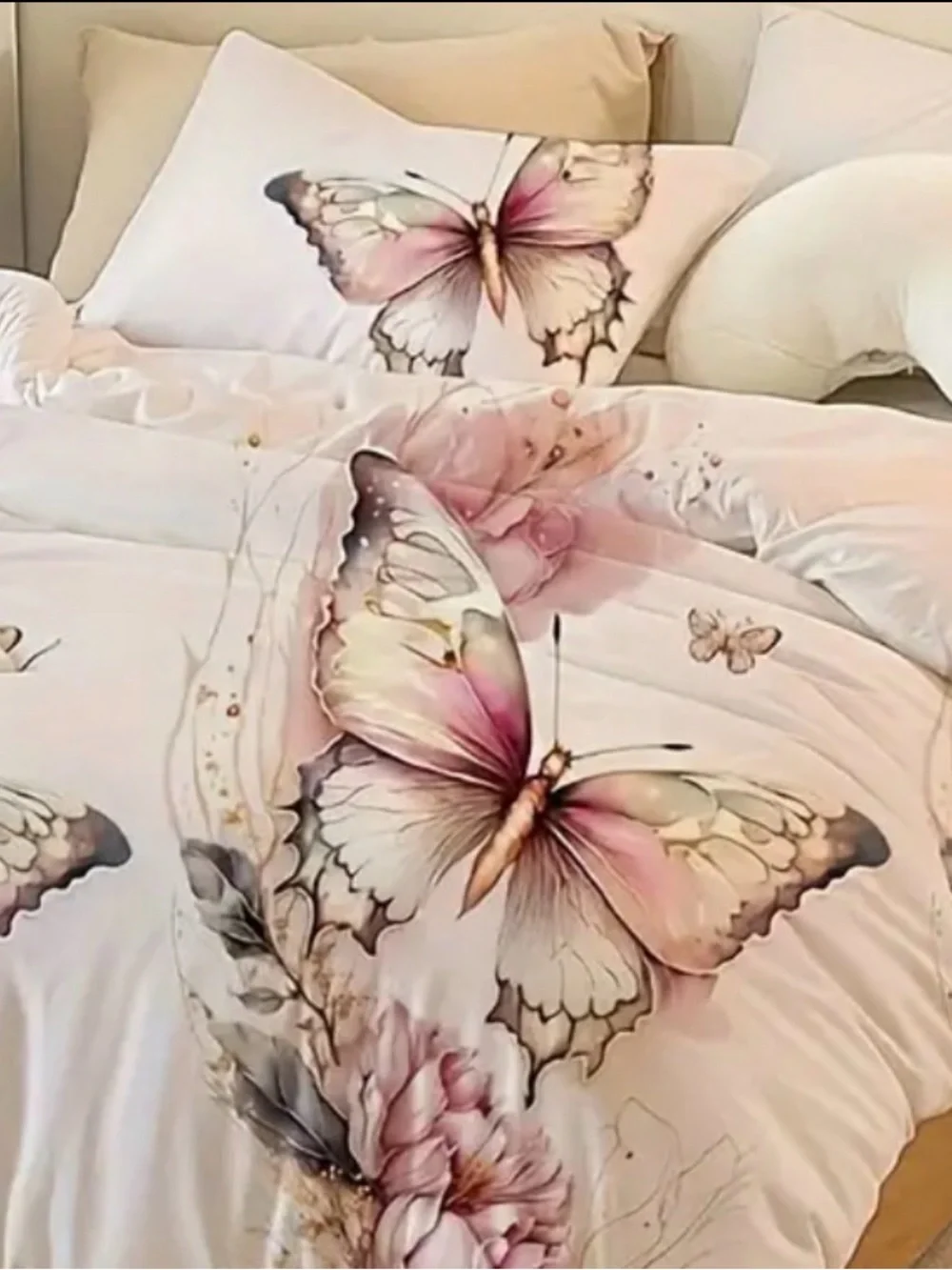 Butterfly Bloom Pink Duvet Cover queen size
